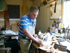 Carl creating a recycled French oak  serving platter